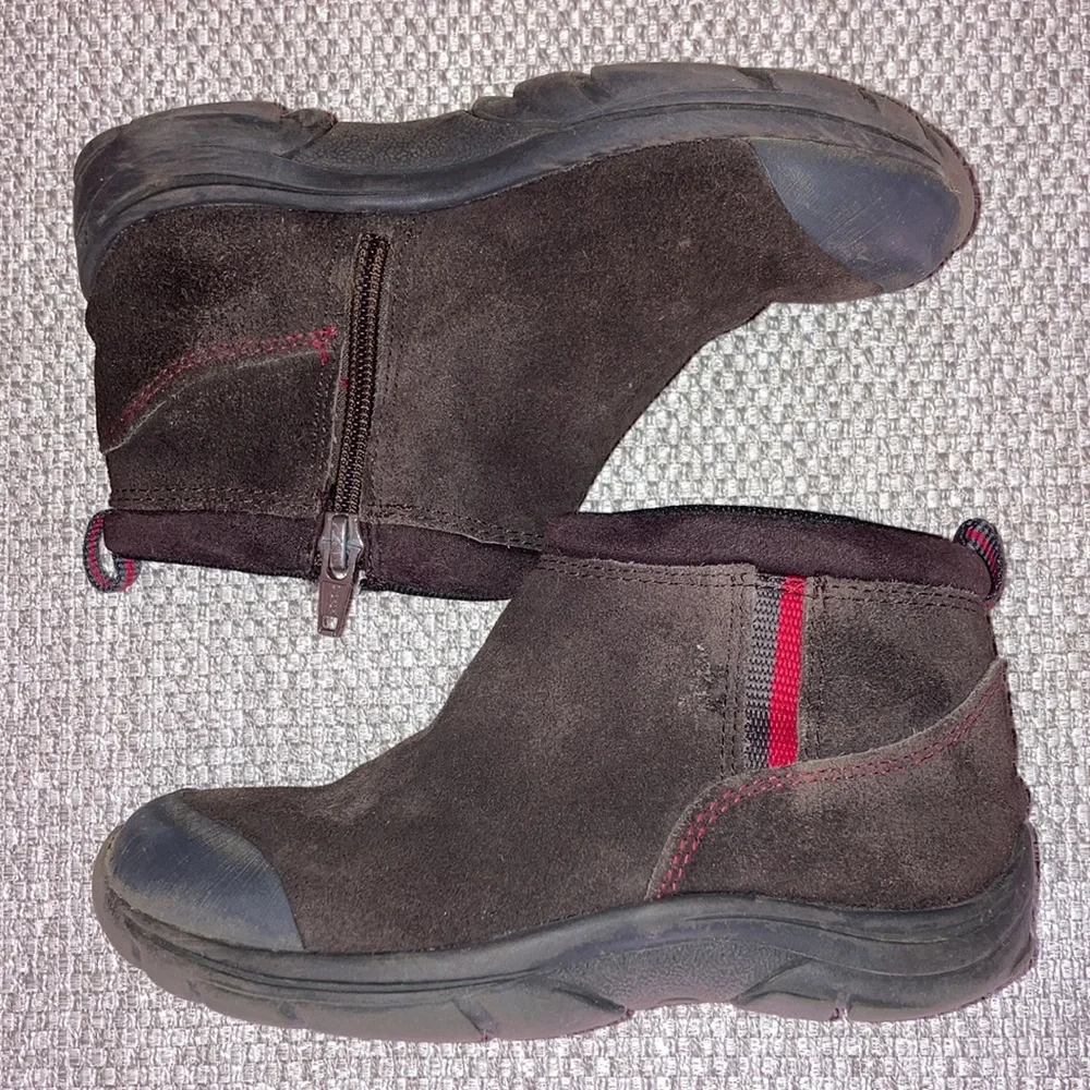 LANDS END All Weather Zip Pull On Suede Leather Toddler Boots Brown Size 11